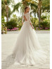 Beaded Ivory Lace Tulle Keyhole Back Enchanting Wedding Dress